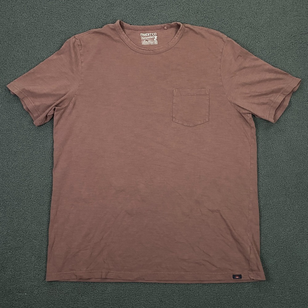 Faherty Sunwashed T-Shirt Mens 2XLT‎ Tall Red Short Sleeve Crew Organic Cotton